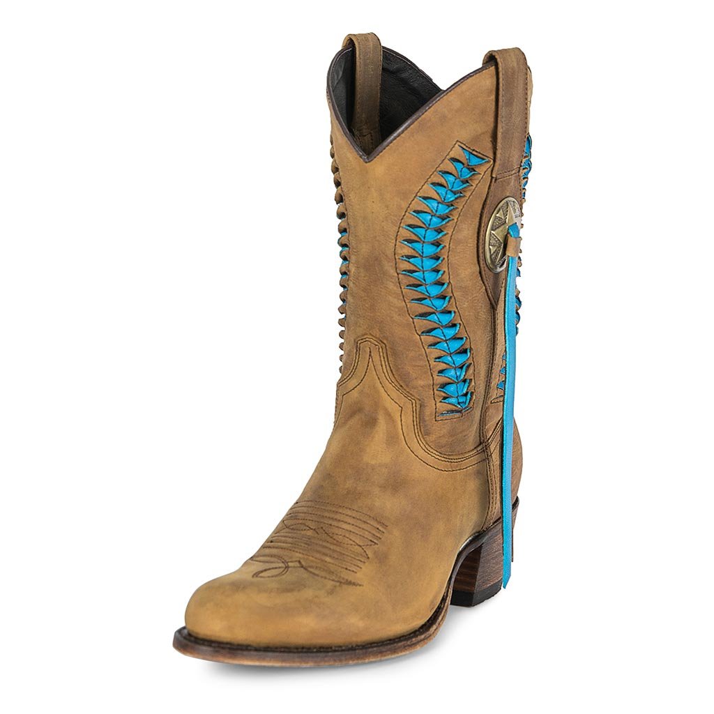 sendra-boots-10041-debora-nl-flota-ours-lavado-damen-cowboystiefel-braun-t-rkis image 3
