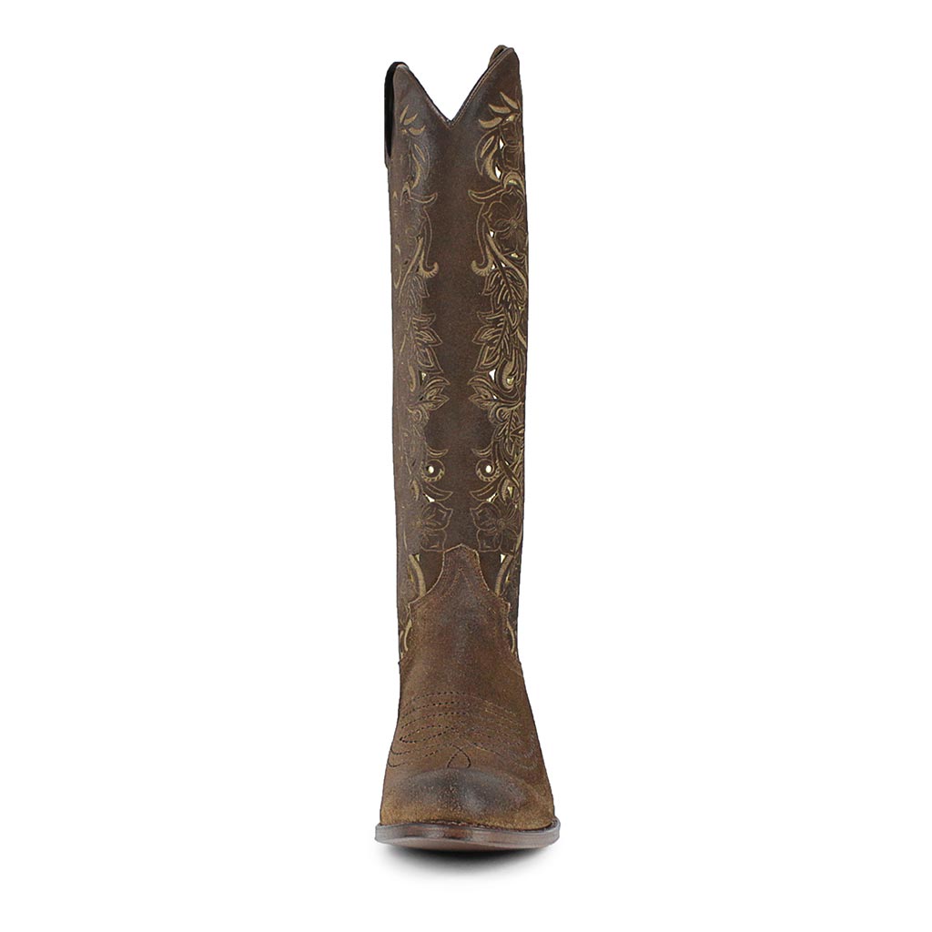 sendra-boots-14754-debora-nl-cowboy-stiefel-damen-dunkelbraun-mit-blumenstickere image 3