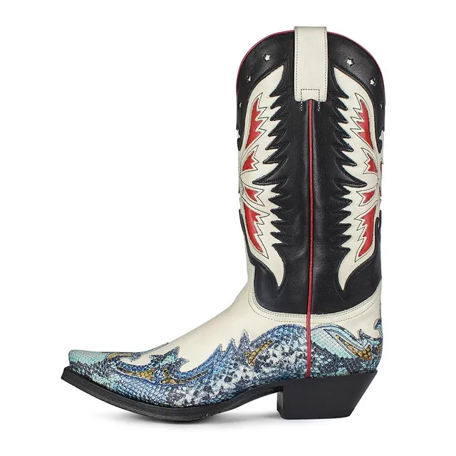 sendra-boots-17607p-cuervo-westernstiefel-salvaje-avorio-negro image 1