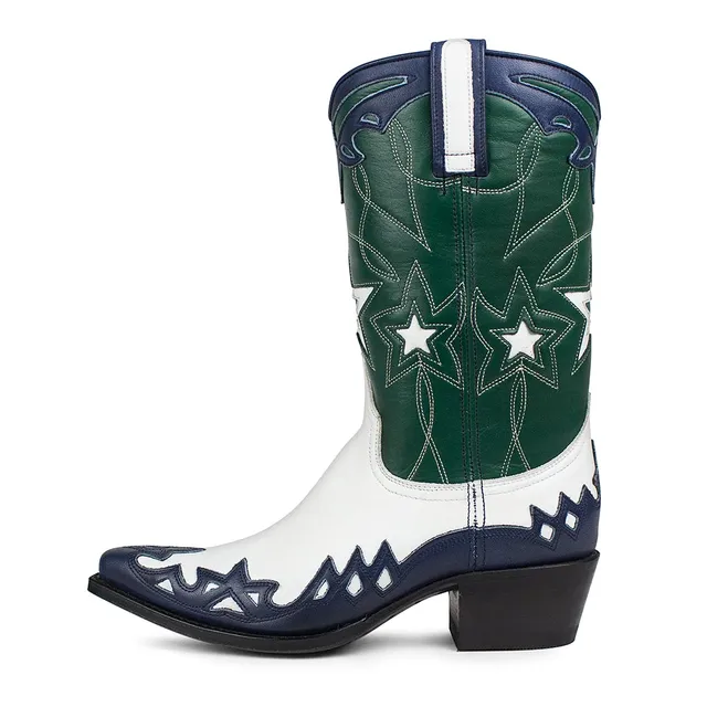 sendra-boots-17398-gene-damen-cowboystiefel-aquarios-blanco-gr-n-blau-wei image 1