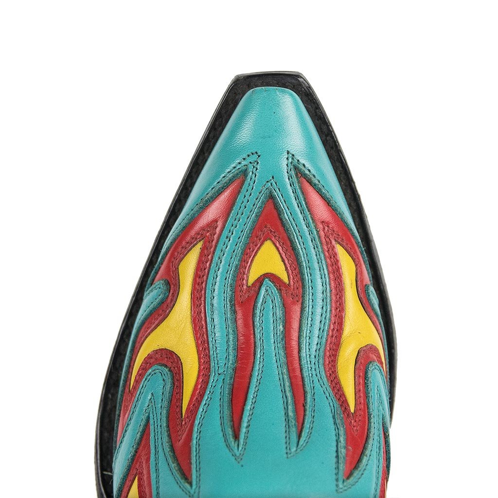 sendra-boots-6149-judy-nappa-turquesa-cowboy-boots-mit-flammen-design image 5