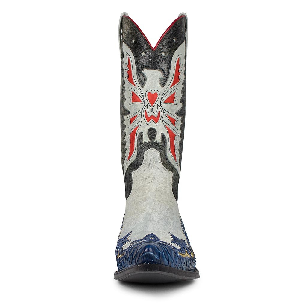 sendra-boots-17607p-cuervo-barbados-westernstiefel-wei-schwarz-mit-adlerstickere image 3