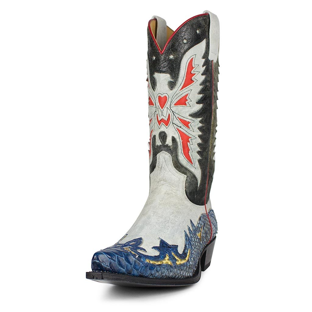 sendra-boots-17607p-cuervo-barbados-westernstiefel-wei-schwarz-mit-adlerstickere image 2