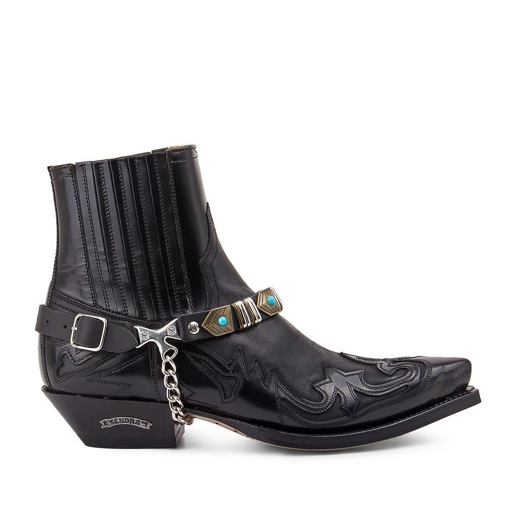 sendra-boots-arnes-50-negro-leder-boot-harness-schwarz-mit-metallnieten image 2